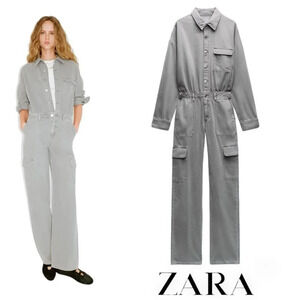 ZARA | Gray | TRF DENIM OVERALLS WITH DISTRESSED EFFECT